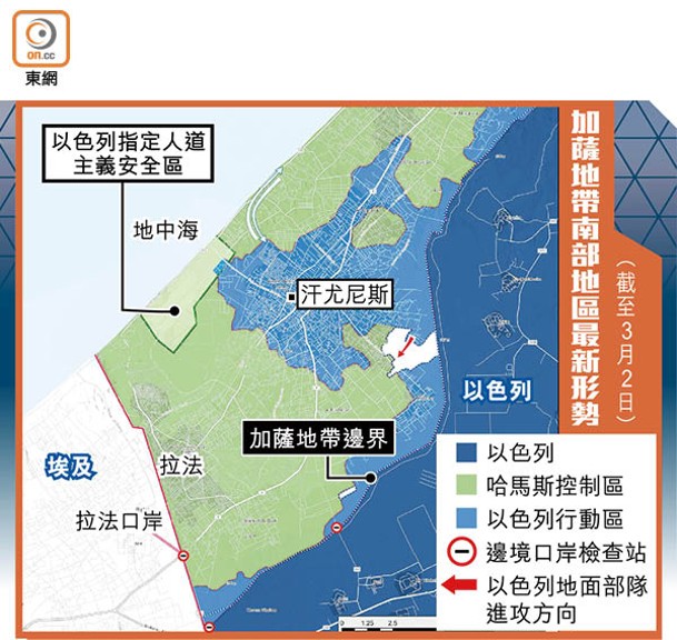 加薩地帶南部地區最新形勢（截至3月2日）