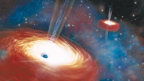 兩個超大質量黑洞距離不遠；圖為構想圖。