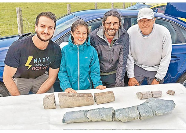 父女合作  巨型化石海灘發掘  砌出魚龍上隅骨
