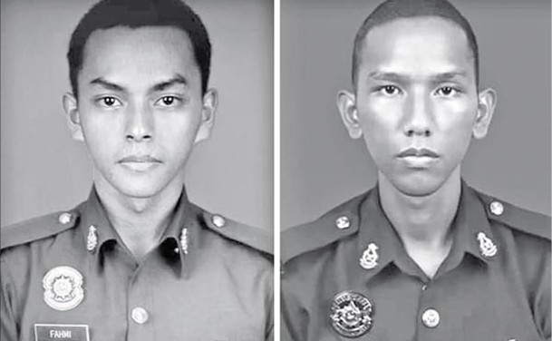 圖為兩名殉職警員。（黑白圖片）