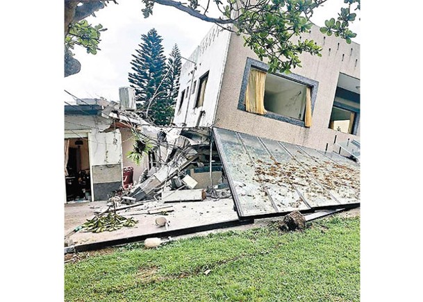 花蓮早前地震引致房屋倒塌。