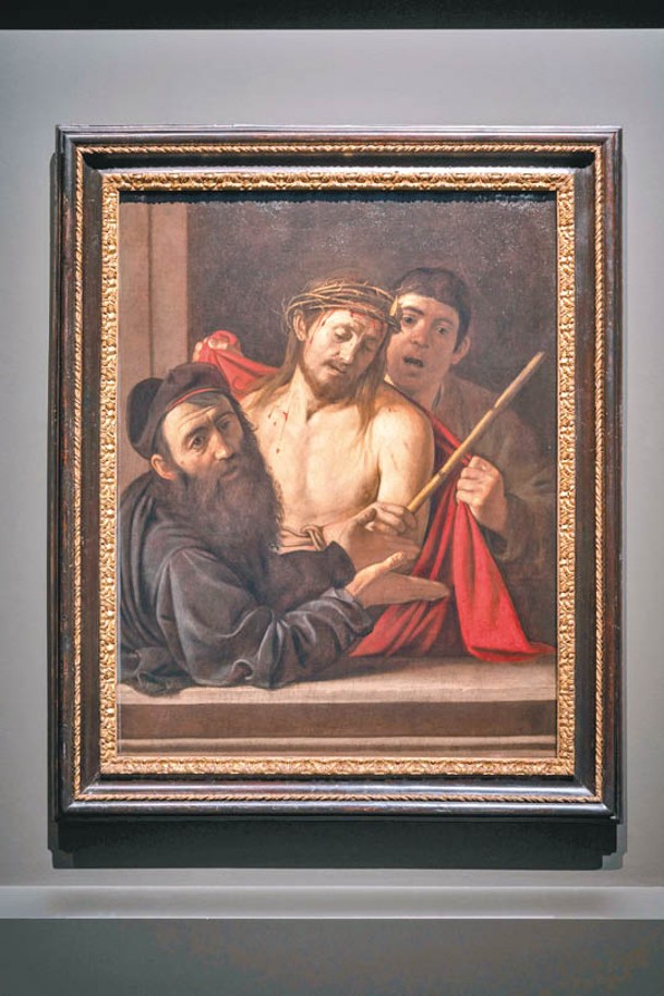 畫作描繪了耶穌（中）雙手被綑綁的模樣。