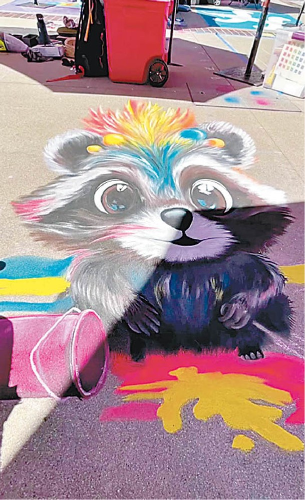 粉筆畫包括可愛動物。