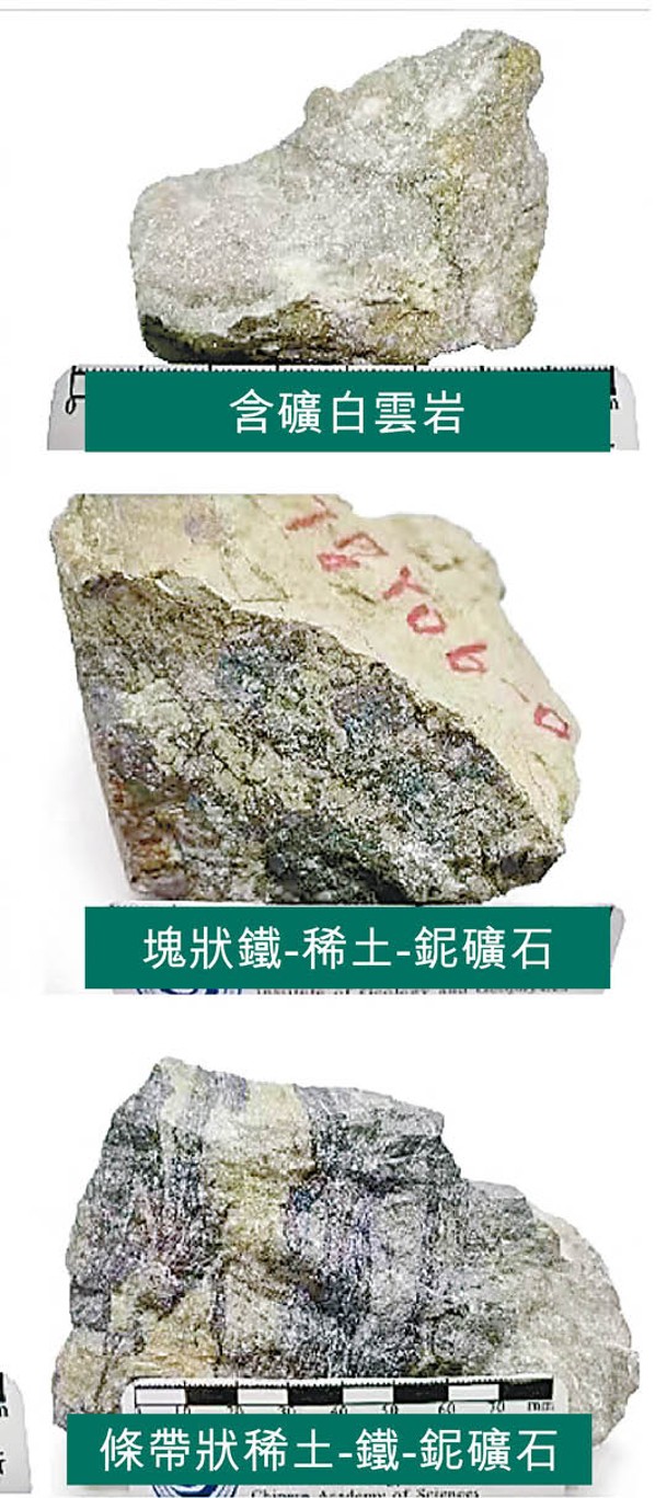礦石含有鄂博鈮礦。