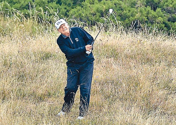 特朗普（圖）計劃邀請拜登較量高爾夫球。（Getty Images圖片）