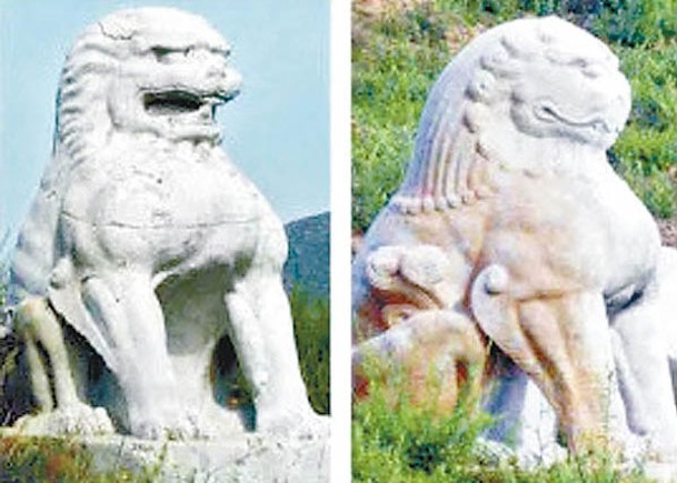 陝西省兩隻被盜的石獅。