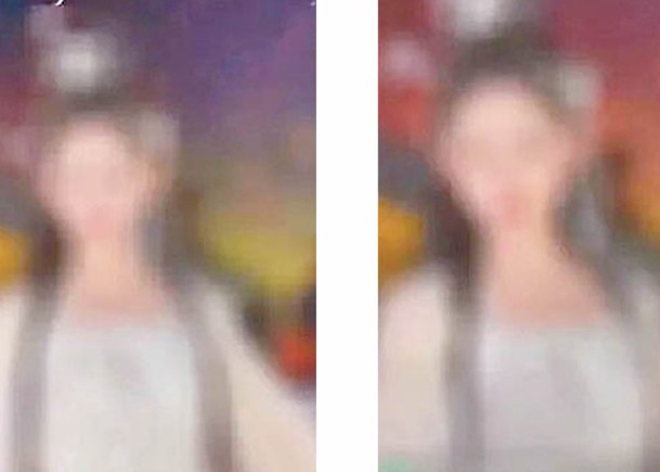 AI換臉形象（左圖）與陳女作品（右圖）相似。