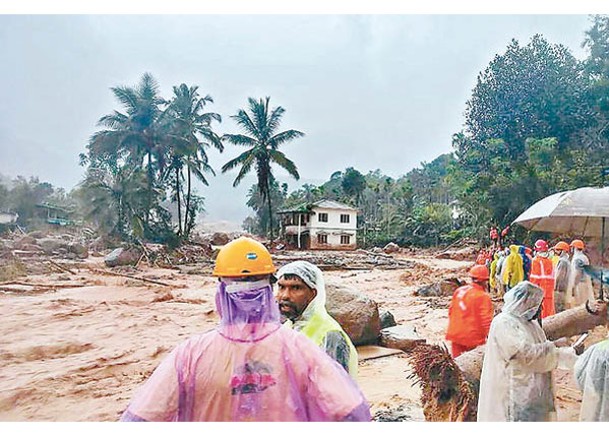 印度喀拉拉邦洪水氾濫。