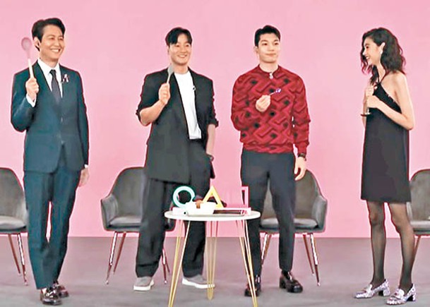 李政宰（左起）、朴海秀、魏河俊與鄭浩妍衝出韓國，現身美國節目。