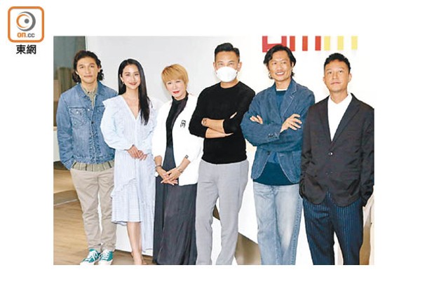 麥子樂（右起）、黃德斌、林文龍、崔加寶、陳雅麗與黃又南宣傳新劇。