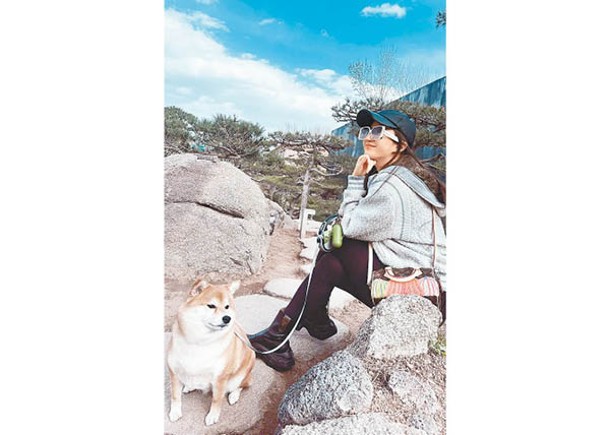 劉亦菲分享與柴犬的合照，狗狗勁搶鏡。