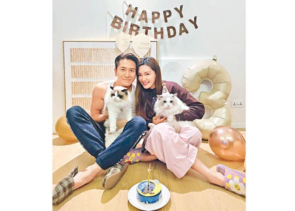 馬國明與靚湯悉心布置，慶祝貓貓生日。