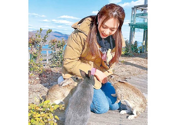 黃嘉雯與拍檔到訪「兔子島」，瞬間被野兔包圍。