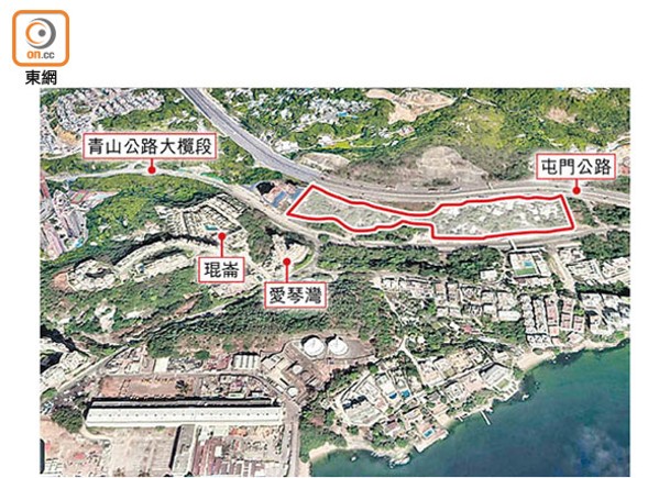 下季推出的屯門青山公路──大欖段住宅地（紅框示），佔地逾36萬方呎。