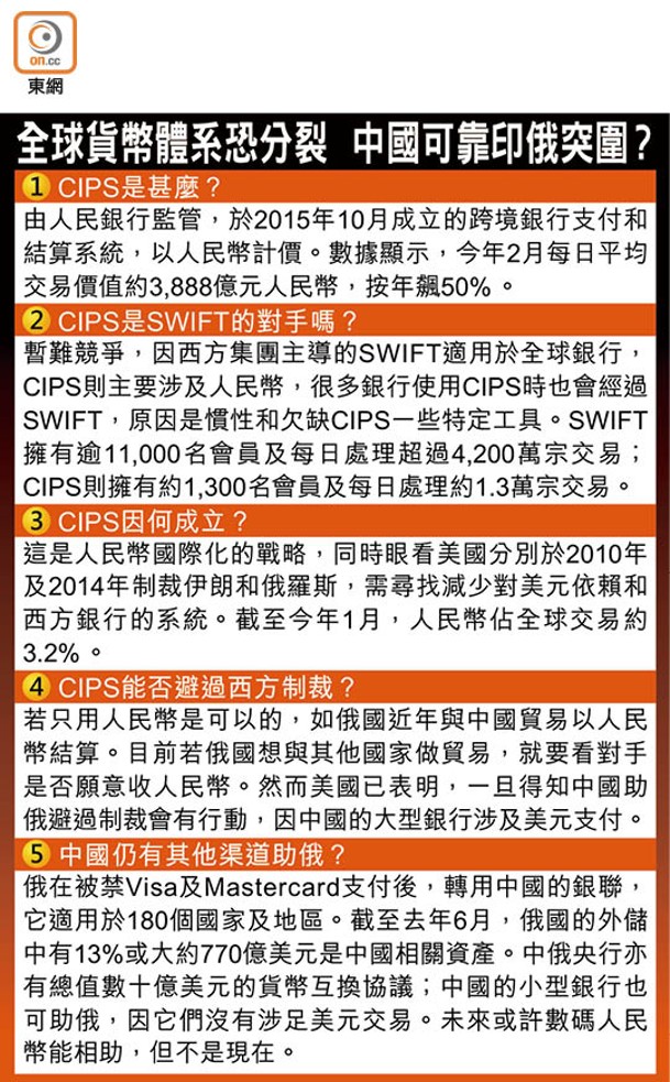 全球貨幣體系恐分裂  中國可靠印俄突圍？