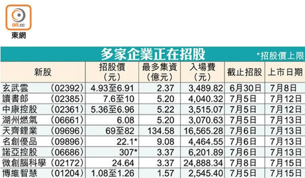 多家企業正在招股