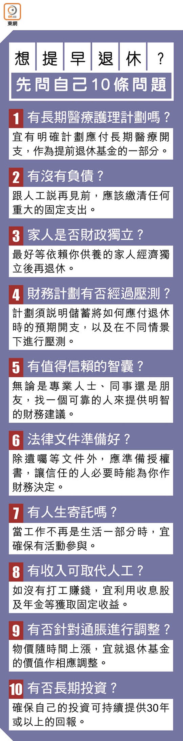 想提早退休？先問自己10條問題