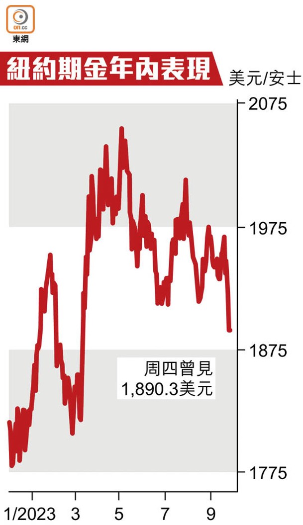 紐約期金年內表現