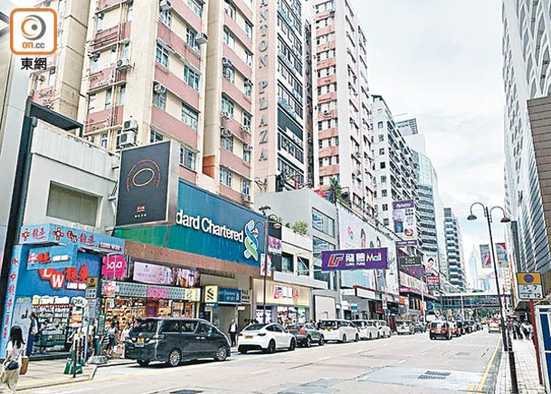 尖沙咀廣東道等舖租按年回升至每方呎約970元。
