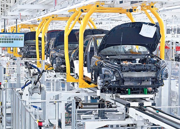 業界指，中國電動車廠產能可滿足全球75%的需求。