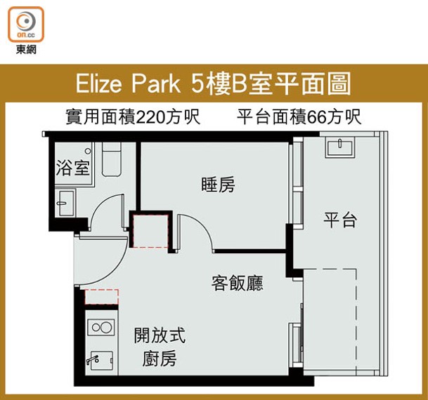 Elize Park 5樓B室平面圖