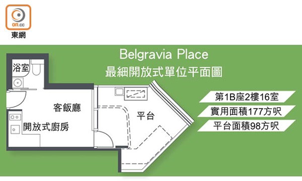 Belgravia Place最細開放式單位平面圖