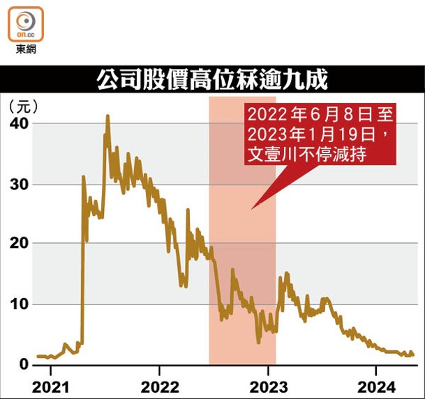 公司股價高位冧逾九成