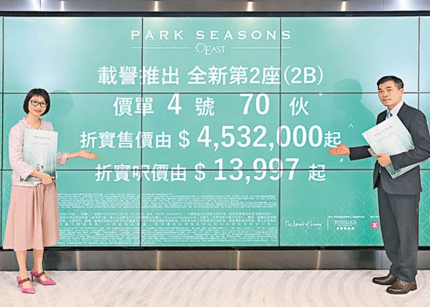 黃光耀（右）稱，PARK SEASONS新價單70伙按定價計，市值約5.1億元。