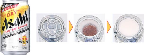「Asahi Super Dry生Jug罐」罐裝啤酒，開蓋後會產生綿密氣泡，令人飲得更痛快。