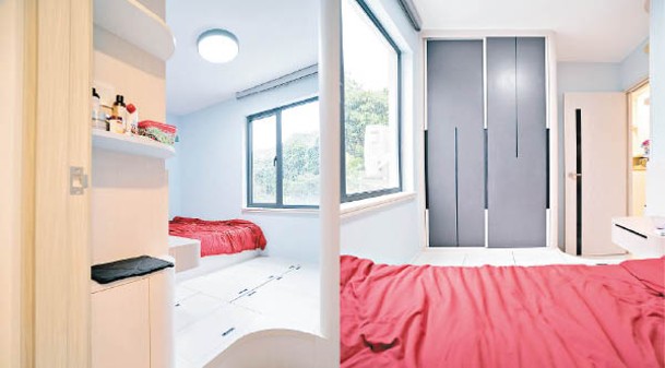 睡房<br>貫徹簡約設計路線，並安裝了揭蓋式地台，大大增加收納空間。