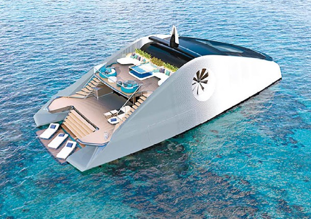 由Luca Dini Design推出的概念遊艇「Cetacean」，設計靈感源於達文西繪製的船隻草圖。