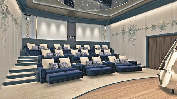 劇院的面積達75平方米，可播放電影或舉行講座、音樂會等活動。