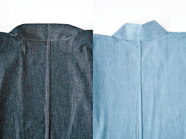Denim Kimono 的襟元部分（領子周圍），跟一般和服類近。