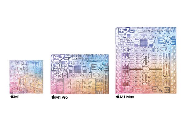 M1 Pro及M1 Max分別具有337億及570億電晶體，比M1最高多出3.5倍。