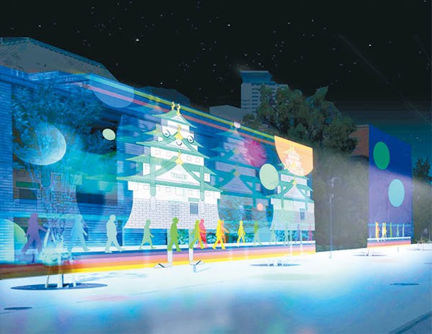 於12月14至25日登場的WALL ALONG，會在東洋陶磁美術館的外牆上作光雕投影，而路人的影子會與牆壁的人影重疊。
