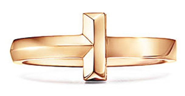 Tiffany T1 18K黃金窄版戒指 $8,450（A）