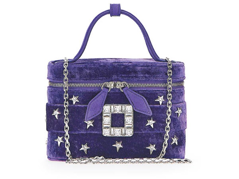 Vanity Stars紫色鑽扣天鵝絨超小號手袋  $16,900（K）