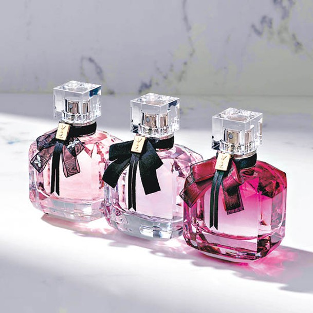 （左至右）Mon Paris Floral香氛 $930/50ml、香水 $795/30ml、Intense香氛 $690/30ml（F）