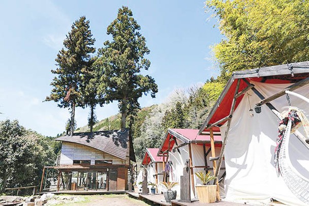 一宮市冨田山公園的「Wood Design Park Ichinomiya-紡-」，內有10個土耳其製的蒙古包。