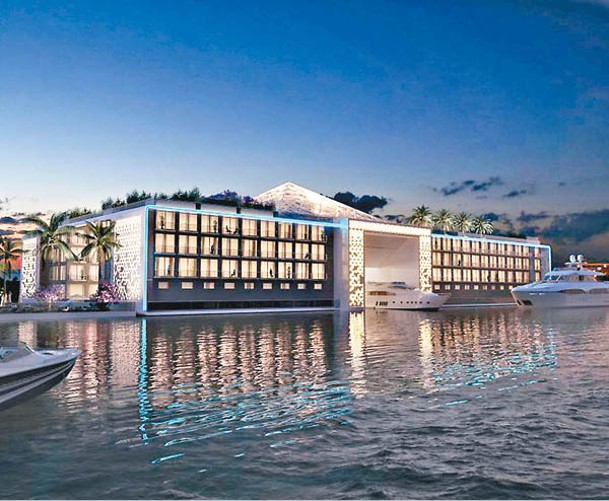 度假村的主體是一幢5星級豪華酒店，可以遊艇進出。