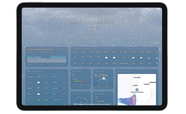 「天氣」App終於在iPad登場，只需輕按一下便能查看詳盡天氣資訊。