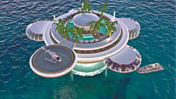 「Water Discus Hotel」由多塊「鐵餅」組成，設計獨特。