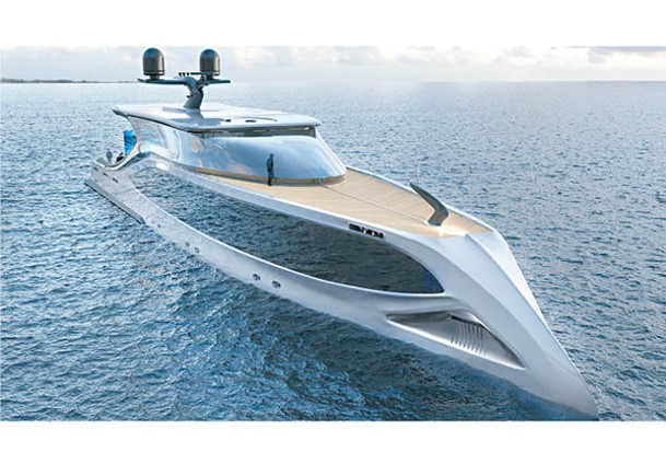 船身長69米的「Cantharus」，展示了一種未來主義設計。