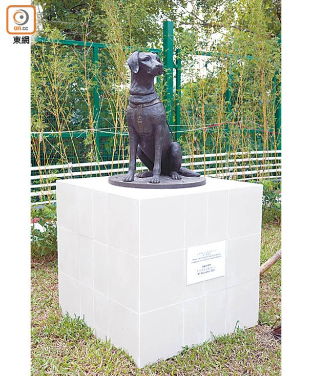為紀念導盲犬一生為視障人士的付出，校內特設紀念花園，並豎立一個導盲犬銅像。