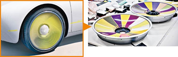 不僅車身，連輪圈也用上E Ink電子紙薄膜技術，可隨時轉換不同顏色。