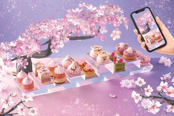 用餐之際可用手機的AR功能，欣賞在屏幕飄浮的櫻花，好玩又好食。