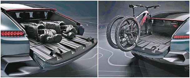 車尾可由Sportback斜背變成Activeback開放式尾斗載物平台，以便運載高爾夫球套裝（左）、越野單車（右）等裝備。