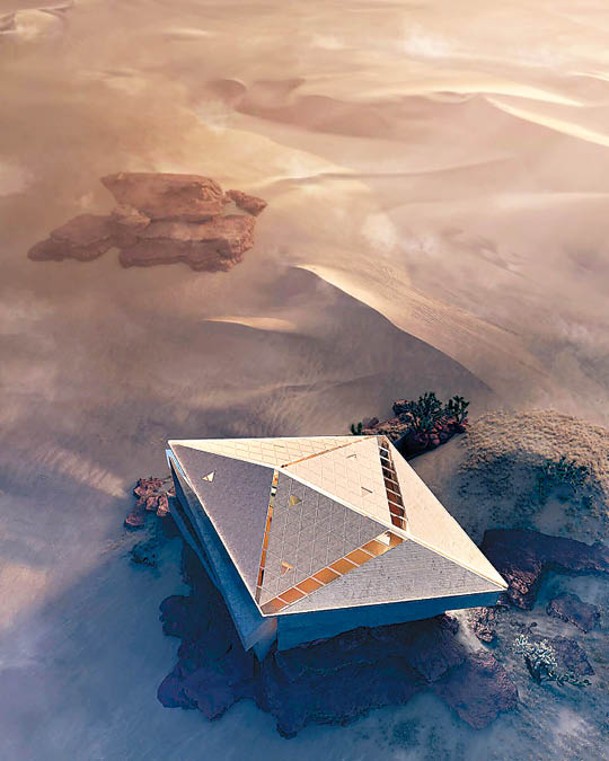 「The Ethereum House」的奇特設計跟周邊的沙漠環境形成強烈的對比。