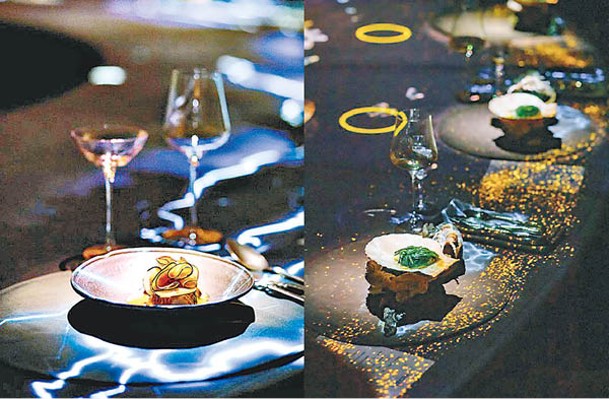 桌子可觀賞到立體的投射影像，令用餐加添了娛樂性。