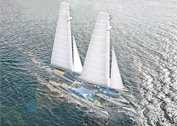 長100米的「Trident」，一旦建成，將會是世上最大的三體帆船遊艇。